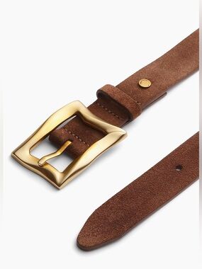 rag & bone Brown Suede Belt with Gold Buckle